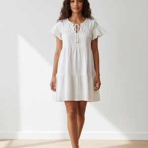 J. Crew Babydoll White Dress Size XXS 100% Cotton Like New